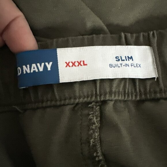 Old Navy Mens Slim Taper Built-In Flex Pull-On Chino Pants 3XL Army Green Casual - Picture 12 of 14